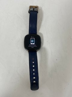 FITBIT SENSE SMARTWATCH (ORIGINAL RRP - £179) IN GRAPHITE STAINLESS STEEL CASE & BLUE LEATHER BAND: MODEL NO FB512BKBK (WITH BOX, MANUAL & CHARGER CABLE) [JPTM114093]