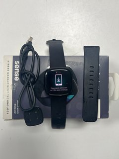 FITBIT SENSE SMARTWATCH IN BLACK: MODEL NO FB511 (BOXED WITH CHARGING CABLE & EXTRA STRAPS) [JPTM114173]