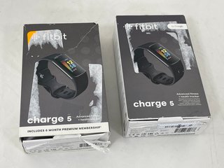 2X FITBIT CHARGE 5 HEALTH & FITNESS TRACKERS: MODEL NO FB421 (WITH BOXES, MANUALS & CHARGER CABLES, COMBINED RRP £258) [JPTM114035]