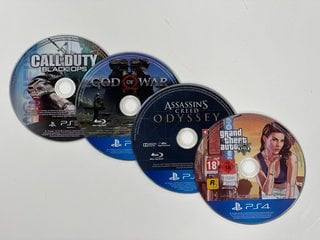 4X SONY PLAYSTATION 4/3 GAMES. (TO INCLUDE GTA 5, ASSASSIN'S CREED ODYSSEY, GOD OF WAR AND C.O.D BLACK OPS (PS3)) [JPTM114160]