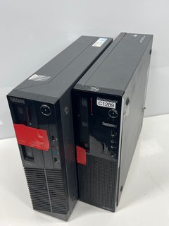 X2 LENOVO THINKCENTRE PCS IN BLACK: MODEL NO A1G/AYG (UNITS ONLY, STORAGE REMOVED, SPARES & REPAIRS) [JPTM114016]