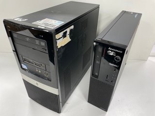 2X MINI TOWER PCS. (TO INCLUDE 1X HP & 1X LENOVO. INTERNAL STORAGE REMOVED, BIOS PASSWORD PROTECTED) [JPTM114049]