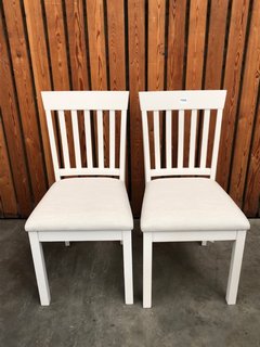 JOHN LEWIS & PARTNERS PAIR OF SLATTED DINING CHAIRS IN WHITE & GREY RRP £149: LOCATION - A7