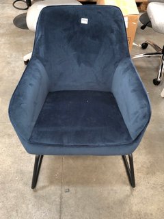 JOHN LEWIS & PARTNERS FORM CHAIR IN MIDNIGHT SKY VELVET RRP £ 149: LOCATION - A7