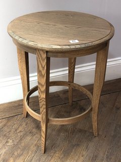 GIBSON ROUND SIDE TABLE IN GREY WASHED FINISH - RRP £239: LOCATION - C2