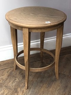 GIBSON ROUND SIDE TABLE IN GREY WASHED FINISH - RRP £239: LOCATION - C2