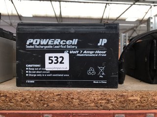 (COLLECTION ONLY) 3 X POWERCELL RECHARGEABLE LEAD-ACID BATTERIES: LOCATION - BR14