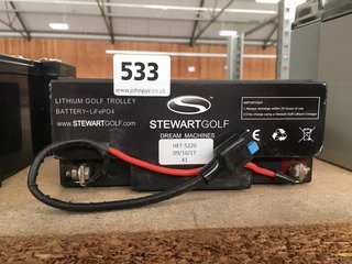 (COLLECTION ONLY) STEWART GOLF LITHIUM GOLF TROLLEY BATTERY LIFEPO4: LOCATION - BR14