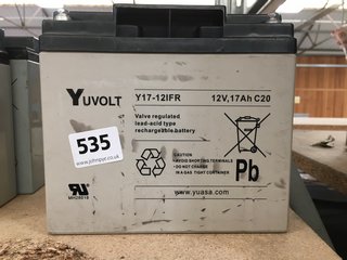 (COLLECTION ONLY) 2 X YU VOLT Y17-12IFR LEAD-ACID TYPE RECHARGEABLE BATTERIES: LOCATION - BR14