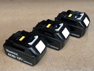 (COLLECTION ONLY) 3 X MAKITA LITHIUM-ION BATTERIES 18V: LOCATION - BR13