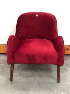 SWOON ELLINGTON ACCENT CHAIR IN RUBY RED VELVET - RRP £399: LOCATION - A3