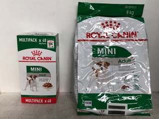 2 X ASSORTED ROYAL CANIN PET FOOD TO INCLUDE MINI ADULT DRIED DOG FOOD 8KG: LOCATION - G8