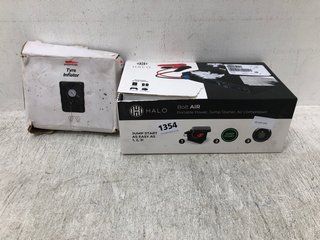 2 X ASSORTED VEHICLE ITEMS TO INCLUDE HALO PORTABLE POWER , JUMP STARTER AND AIR COMPRESSOR: LOCATION - G20