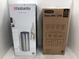 2 X ASSORTED HOUSE HOLD BINS TO INCLUDE BRABANTIA 30L TOUCH BIN: LOCATION - E6