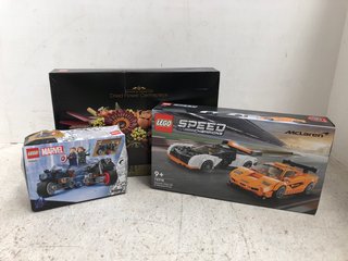 3 X ASSORTED LEGO SETS TO INCLUDE SPEED CHAMPIONS MCLAREN SOLUS GT AND MCLAREN F1 LM BUILD KIT MODEL: 76918: LOCATION - H2