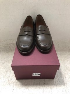 PURDEY MENS LEATHER SLIP ON LOAFERS IN DARK BROWN SIZE: 5.5 RRP - £450: LOCATION - H6