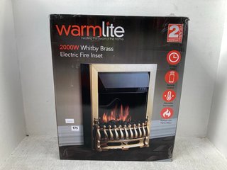 WARMLITE 2000W WHITBY BRASS ELECTRIC FIRE INSET RRP - £129: LOCATION - E8