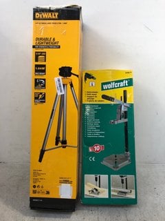 2 X ASSORTED ITEMS TO INCLUDE DEWALT DURABLE AND LIGHT WEIGHT THREAD LASER TRIPOD: LOCATION - E11