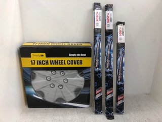 QTY OF ASSORTED VEHICLE ITEMS TO INCLUDE SIMPLY 17'' WHEEL COVER: LOCATION - E16