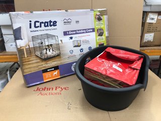 3 X ASSORTED PET ITEMS TO INCLUDE ICRATE 1 DOOR FOLDING CRATE: LOCATION - F11