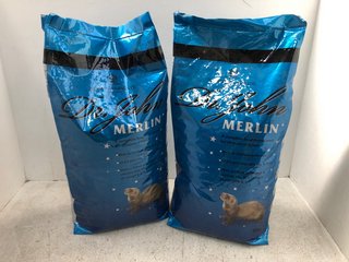 2 X DR JOHN MERLIN LINSEED AND CHICKEN FERRET DRIED FOOD 10KG: LOCATION - F3