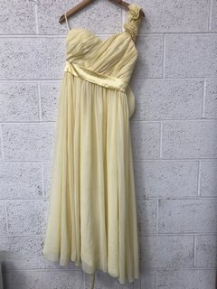 WOMENS PETALLED STRAP FRILLED AND BELTED LONGLINE DRESS IN LIGHT YELLOW (NOT SIZED): LOCATION - E2