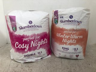 2 X ASSORTED SLUMBERDOWN BED ITEMS TO INCLUDE KING SIZE PERFECT FOR WINTER NIGHT DUVET: LOCATION - G4