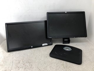 2 X ASSORTED HP FLAT MONITORS WITH STAND: LOCATION - G5