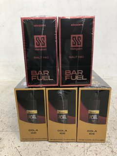 5 X PACKS OF HANGSEN BAR FUEL BLUE RAZZ AND COLA ICE FLAVOUR 10ML VAPE JUICES BB: 02/25 (PLEASE NOTE: 18+YEARS ONLY. ID MAY BE REQUIRED): LOCATION - G5