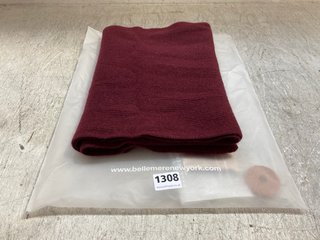 BELLEMERE BURGUNDY RIBBED CASHMERE UNISEX SCARF RRP £351: LOCATION - AR9