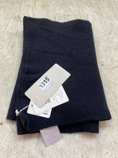 BELLEMERE RIBBED UNISEX ROYAL BLUE CASHMERE SCARF RRP £ 351: LOCATION - AR9