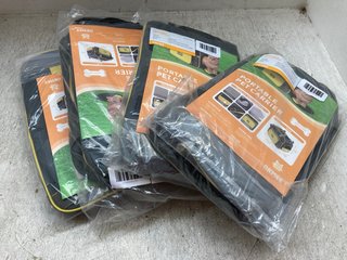 4 X SMALL GREY/YELLOW FABRIC PET CARRIERS: LOCATION - AR9