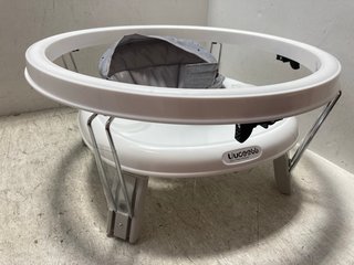 WHITE PLASTIC BABY WALKER WITH CUSHION: LOCATION - AR10