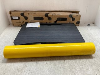 3 ITEMS TO INCLUDE HEAVY DUTY CENTRE CABINET DRAWER RUNNER, BLACK LAPTOP TRAY WITH TABLET HOLDER & ROLL OF YELLOW STICKY PLASTIC: LOCATION - AR11