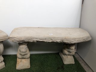(COLLECTION ONLY) STONEWORKS CONCRETE GARDEN BENCH WITH ANIMAL CARVED LEGS: LOCATION - B3