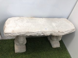 (COLLECTION ONLY) STONEWORKS STONE BENCH WITH ANIMAL CARVED LEGS: LOCATION - B3