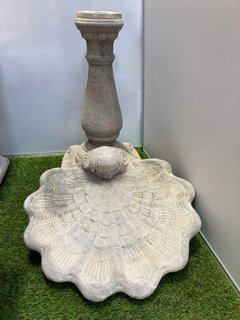 (COLLECTION ONLY) STONEWORKS LARGE BIRD BATH SHELL DESIGN ON PLINTH: LOCATION - B3