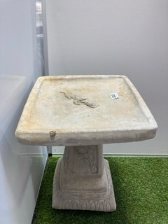 (COLLECTION ONLY) STONEWORKS BIRD BATH SQUARE TOP ON PLINTH: LOCATION - B3