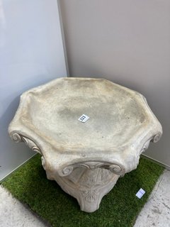 (COLLECTION ONLY) STONEWORKS LOW BIRD BATH ON PLINTH: LOCATION - B3