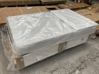 SMALL DOUBLE WHITE DIVAN BASE TO INCLUDE MATTRESS & MATCHING HEADBOARD: LOCATION - A3