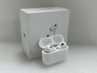 APPLE AIRPODS PRO (2ND GENERATION) WITH MAGSAFE CHARGING CASE (USB-C) EARBUDS: MODEL NO A3047 A3048 A2968 (WITH BOX & ALL ACCESSORIES, MINOR COSMETIC IMPERFECTIONS) [JPTM114149]. THIS PRODUCT IS FULL