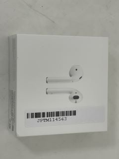 APPLE AIRPODS 2ND GENERATION EARBUDS (ORIGINAL RRP - £129) IN WHITE: MODEL NO A2032, A2031, A1602 (WITH BOX & ALL ACCESSORIES) [JPTM114563]. (SEALED UNIT). THIS PRODUCT IS FULLY FUNCTIONAL AND IS PAR