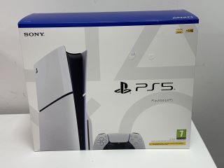 SONY PLAYSTATION 5 SLIM DISC EDITION 1 TB GAMES CONSOLE (ORIGINAL RRP - £579) IN WHITE: MODEL NO CFI-2016 (WITH BOX & ALL ACCESSORIES, UNUSED RETAIL. TO INCLUDE 2 X CHECKED & VALID £50 PLAY STATION S