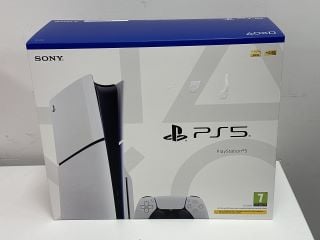 SONY PLAYSTATION 5 SLIM DISC EDITION 1 TB GAMES CONSOLE (ORIGINAL RRP - £579) IN WHITE: MODEL NO CFI-2016 (WITH BOX & ALL ACCESSORIES, UNUSED RETAIL. TO INCLUDE 2 X CHECKED & VALID £50 PLAY STATION S
