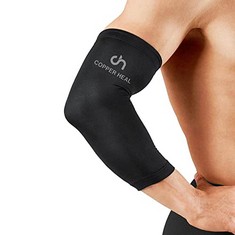 27 X COPPER HEAL ELBOW COMPRESSION SLEEVE BEST RECOVERY ELBOW BRACE WITH HIGHEST COPPER INFUSED CONTENT - SUPPORT STIFF SORE MUSCLES JOINTS TENDONITIS ARM TENNIS BASKET WRAP (L) - TOTAL RRP £265: LOC