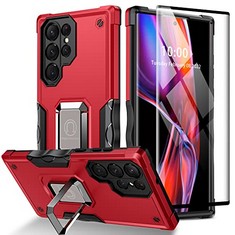 16 X ANTSHARE FOR SAMSUNG GALAXY S22 ULTRA CASE WITH SCREEN PROTECTOR & KICKSTAND,SHOCKPROOF SAMSUNG S22 ULTRA CASE HEAVY DUTY PROTECTION(RED) - TOTAL RRP £173: LOCATION - A