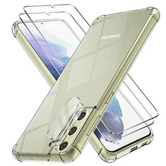 32 X YIRSER CASE COMPATIBLE WITH SAMSUNG GALAXY S21 FE 5G WITH (NOT FOR S21 AND S20FE) 2 TEMPERED GLASS SCREEN PROTECTOR WITH 2 PACK CAMERA LENS PROTECTOR, CRYSTAL MILITARY GRADE THIN AIR CUSHION - T