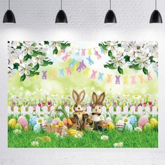 13 X LTD KAEN 8×6FT SPRING HAPPY EASTER PHOTOGRAPHY BACKDROP EASTER EGGS RABBIT DECORATION GRASS BACKGROUND PHOTO PROPS - TOTAL RRP £227: LOCATION - A