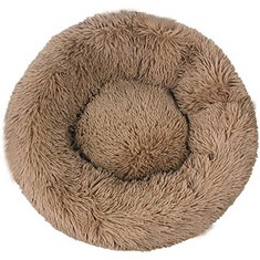 19 X ZYTRAS CALMING DOG BED, ANTI ANXIETY COMFY SOFT PET ROUND BED, PLUSH SOFT CUSHION MAT CAT COMFY MARSHMALLOW SLEEPING NEST WITH COZY SPONGE NON-SLIP BOTTOM FOR SMALL MEDIUM PETS CATS DOG (S, BROW