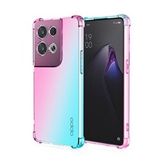 47 X DUX CASE FOR OPPO RENO8, GRADIENT COLOR FOUR CORNER REINFORCEMENT SHOCKPROOF TPU CRYSTAL CLEAR PROTECTIVE PHONE CASE COVER (PINK/GREEN) - TOTAL RRP £203: LOCATION - B